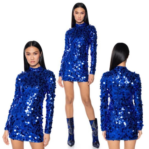 💋GLAM & SEXY💋Stunning Disco Fever Bodycon Dress in Silver Sequin